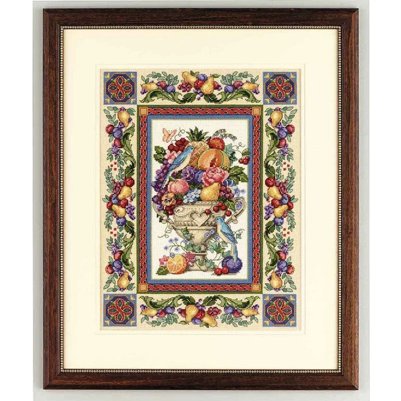 Amishop Gold Collection Beautiful Counted Cross Stitch Kit Elegant Tapestry Fruit And Flower Birds Bird Dim 3793