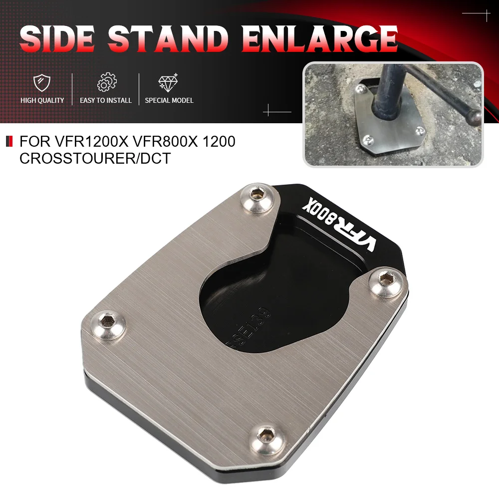 

Motorcycle Aluminum Side Stand Pad Plate Kickstand Enlarger Support Extension For HONDA VFR1200X VFR800X 1200 CROSSTOURER/DCT