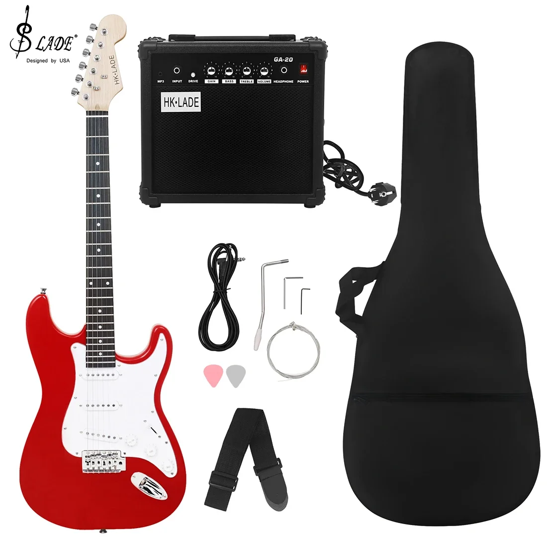 

SLADE New 39 Inch Electric Guitar 6 Strings 22 Frets ST Electric Guitar Set Rosewood Fingerboards Electric Guitar with Amplifier