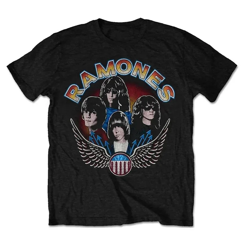 2025 popolare nuovo stile Ramones American Legendary Punk Band Rock Music t-shirt a maniche corte allentata in puro cotone per uomo e donna