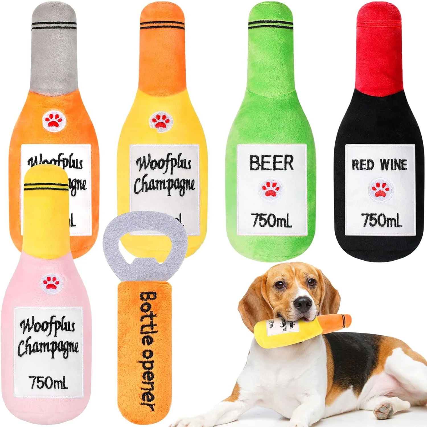 

Soft Interactive Plush Beer Bottle Dog Toy for Small Medium Dogs - Engaging Fun Wine Champagne Furry Friends - Amusing Hours Stu