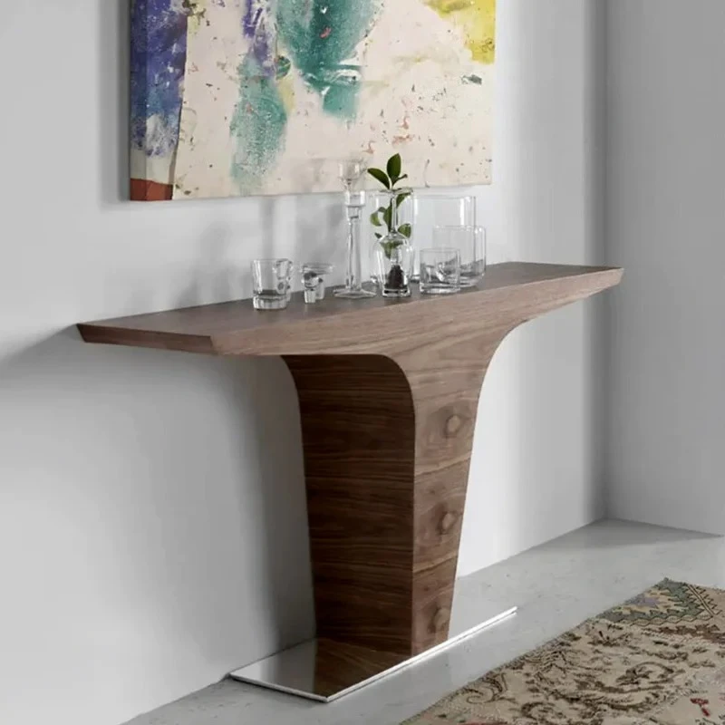 Xuan Guan Tai Modern Simple Table Bar Italian Minimalist Stainless Steel Black Walnut Aisle Designer