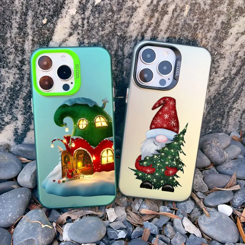 Merry Christmas Tree Santa Claus Phone Case For iphone 15 14 Plus Pro Max 13 12 11 Pro Max Mini Scenery Shockproof Laser Covers