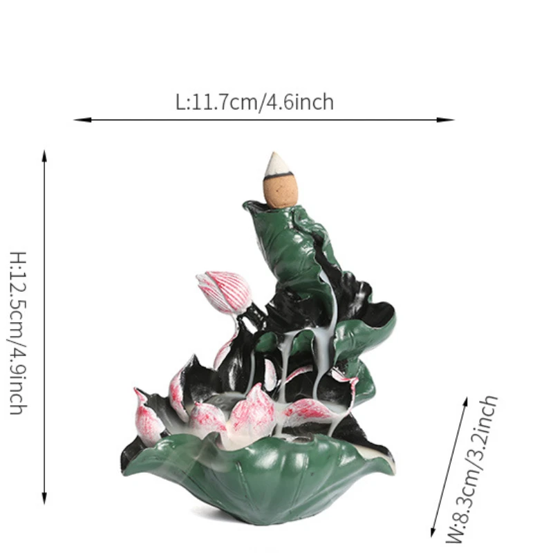 1pc, Resin Lotus Pond Backflow Waterfall Incense Burner Home Decor Ornament Aromatherapy Diffuser Ornaments for Home Decor