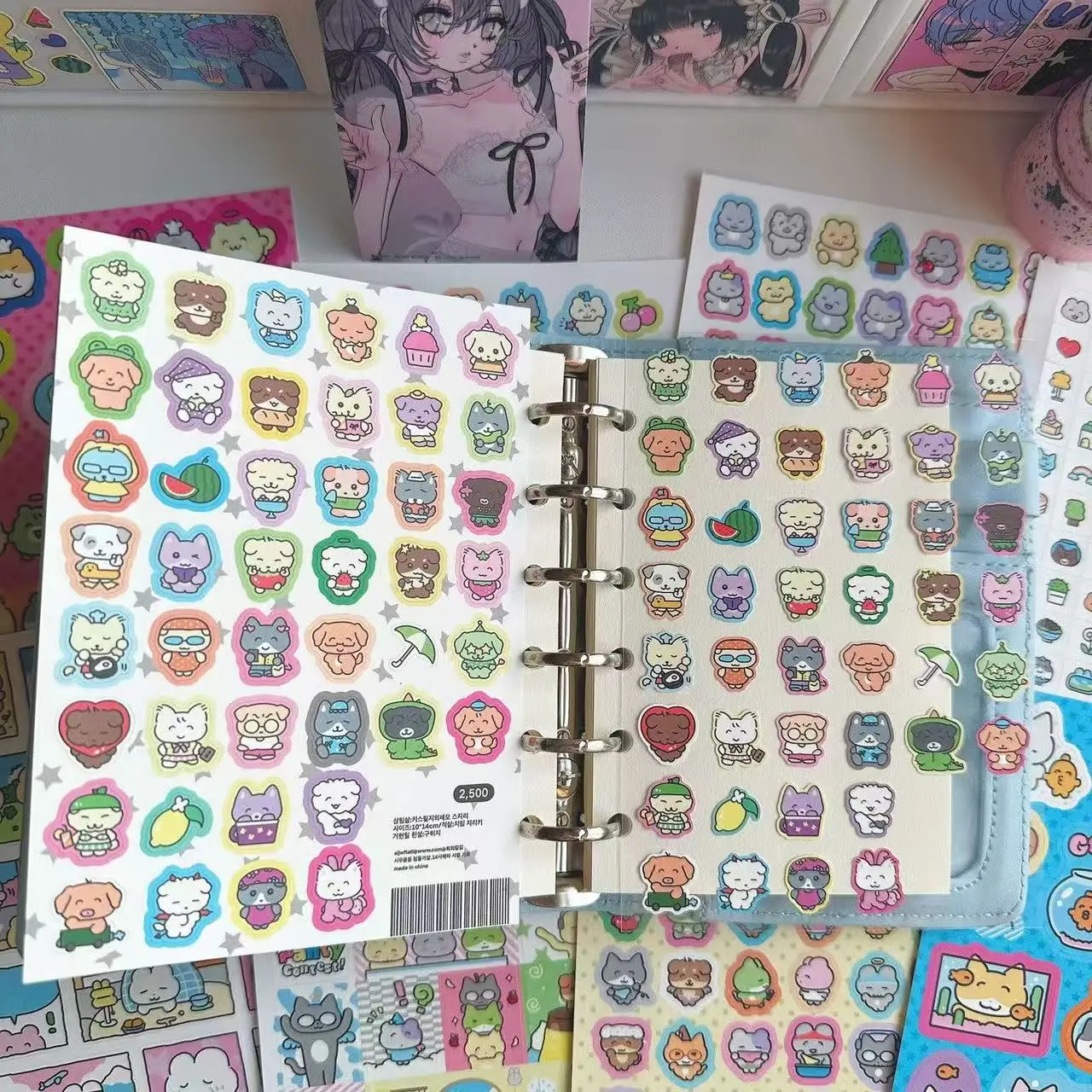 

9PC Korean Stickers Cute Graffiti Kitten Stickers Korean Card Stickers Mobile Phone Case Notebook Stickers Decorate Cute Gifts