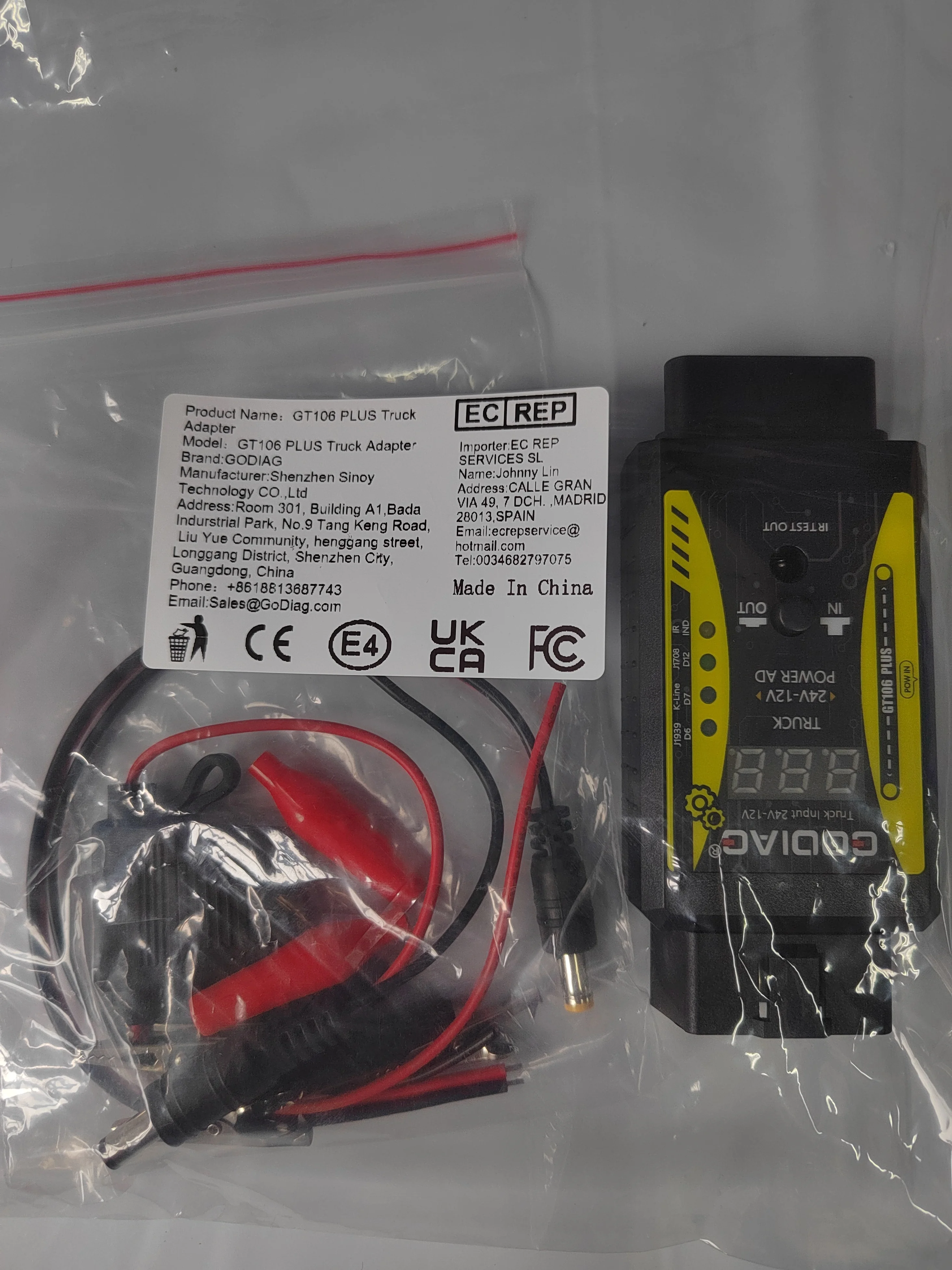 GODIAG GT106 PLUS Adattatore per Camion Pesanti da 24V a 12V, Nuova Funzione di Pulizia e Test degli Iniettori di Carburante e Test del Relè per Auto e Camion
