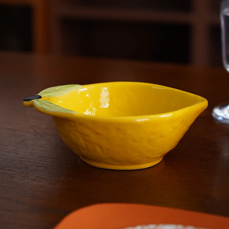 Bowls Lemon Modelling Hand Drawn Ceramics Sauce Dish Lovely Fruit Household Simplicity Personality Originality Tableware