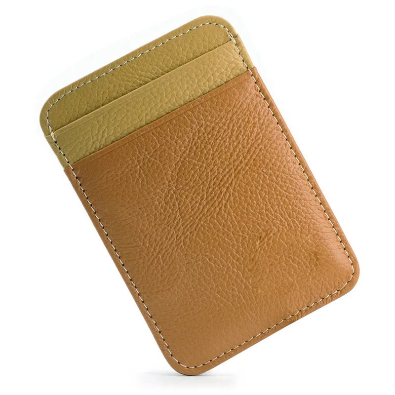 محفظة حامل بطاقات رفيعة من جلد البقر الفاخر للرجال والنساء - منظم جيب لبطاقات الائتمان والهوية المدمجة