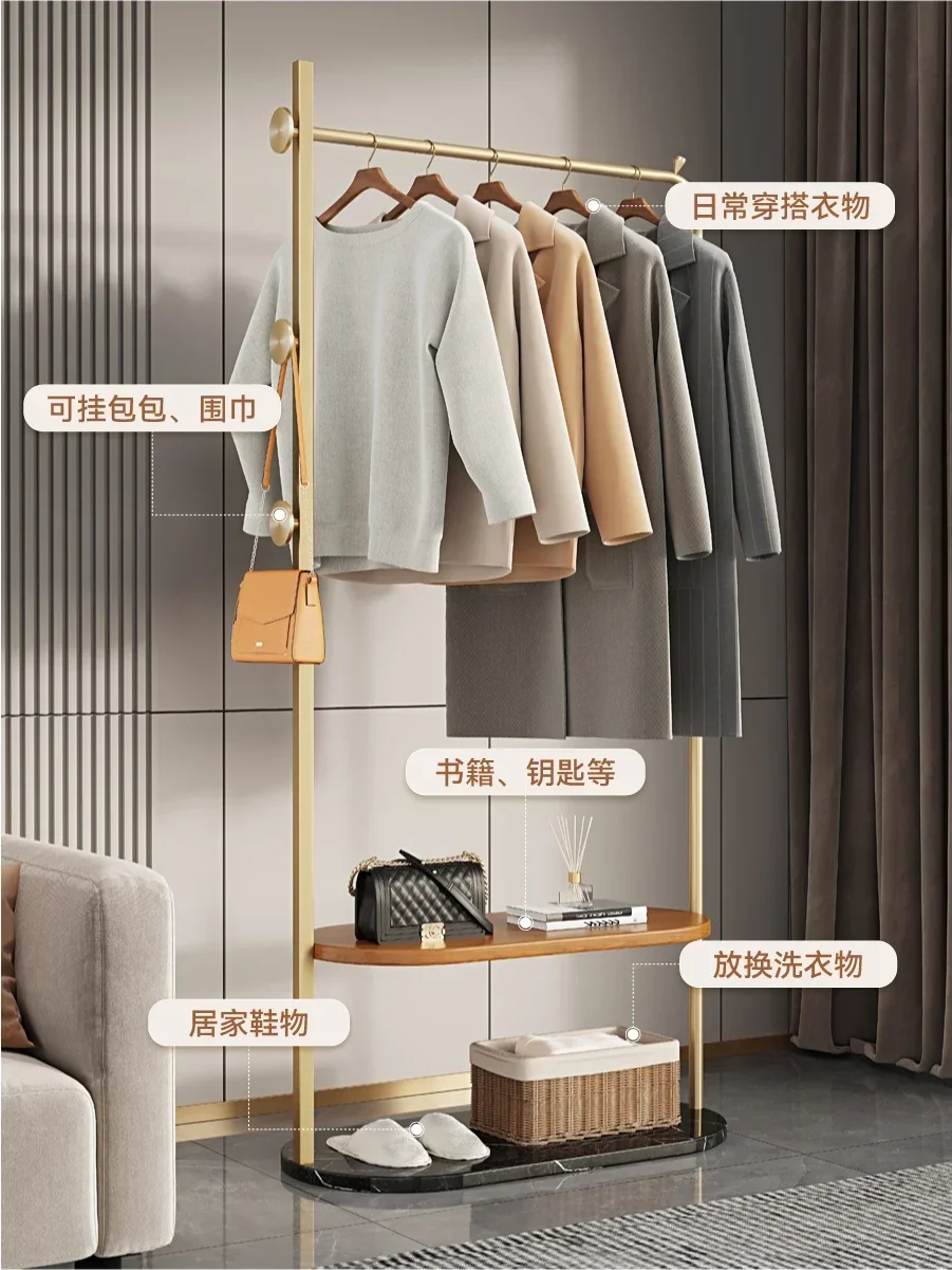 Bedroom floor-to-ceiling hanger, room stainless steel coat rack, home light luxury, high-end bedside clothes