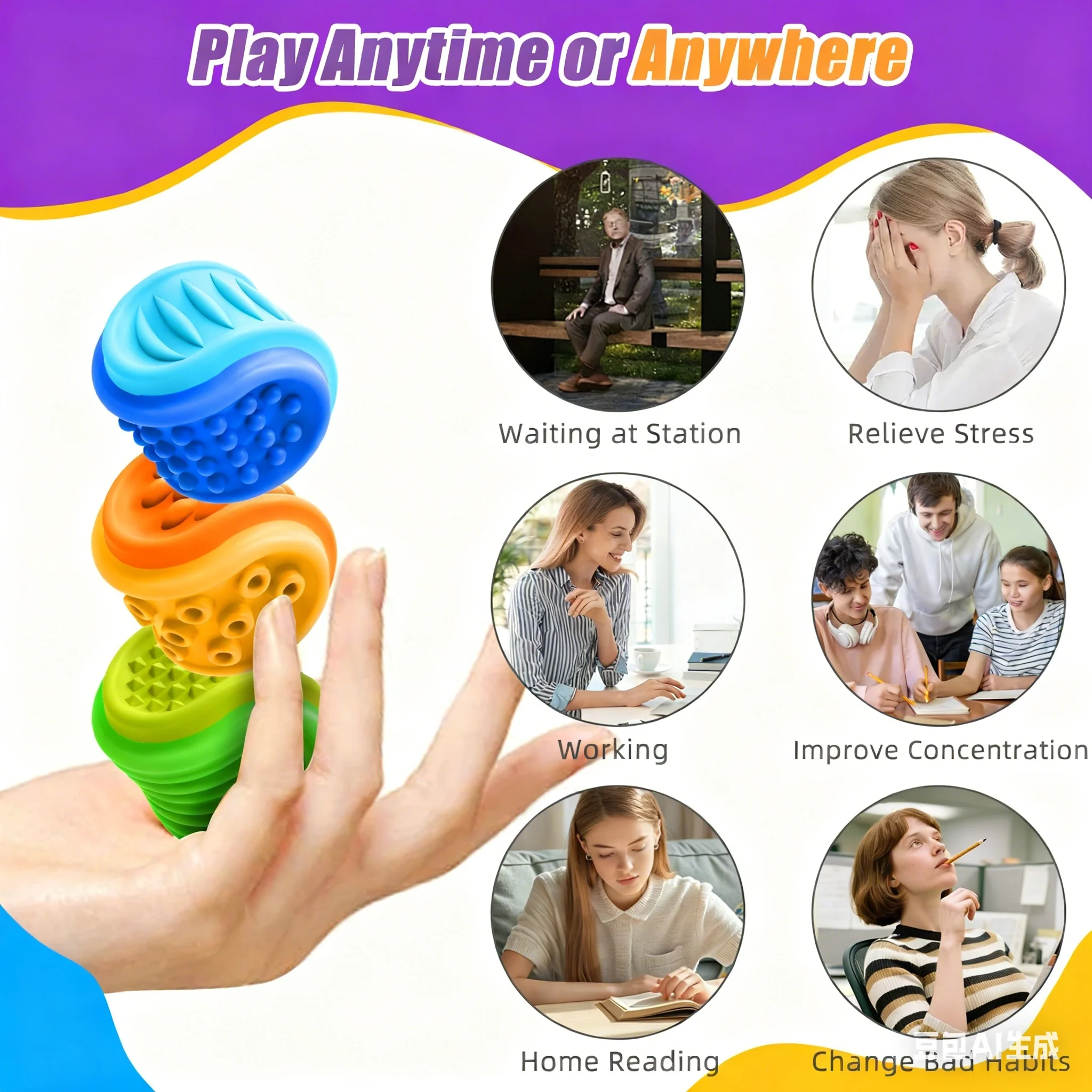 Hot sale Trendy Fashion New Creative Silicone Sensory Stone Silicone Sensory Ball Texture Soothing Sensory
