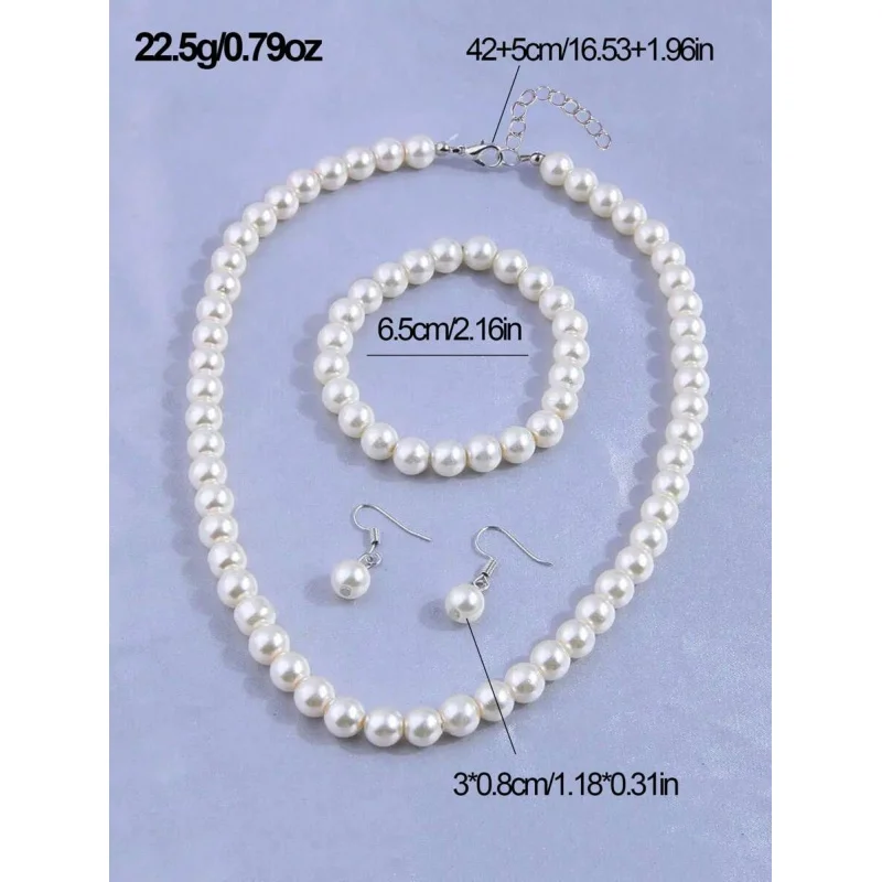4pc Faux Pearl Beaded Jewelry Set, Elegant Gift for Parties