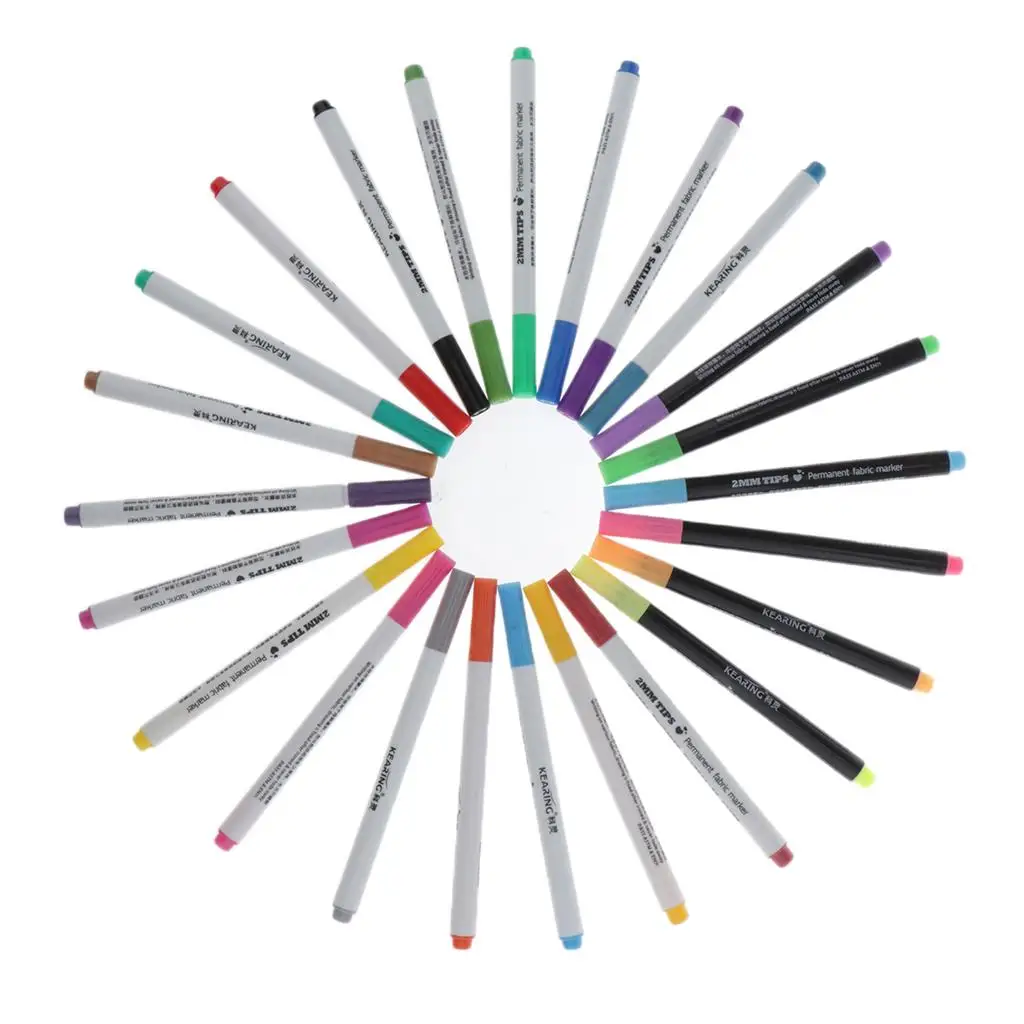 Confezione da 24 penne permanenti per pittura su tessuto, set di pittura per scarpe in tessuto