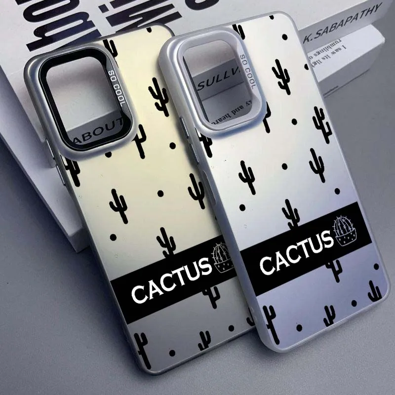 Creative Cactus Art Cover For Xiaomi Redmi 14R 14C 13C 13 12 12C 11A 10C 10A 9T 9C 9 8 8A A3 Colored Silver Phone Case