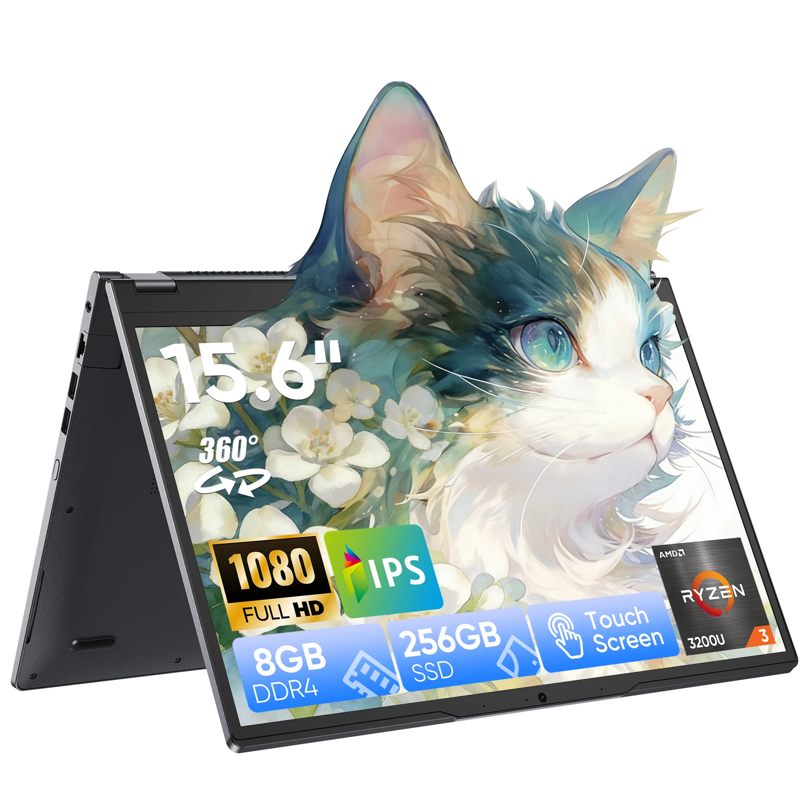 

Ноутбук 2-в-1, 15,6 дюйма, 8 ГБ ОЗУ, 256 ГБ SSD, сенсорный экран, AMD Ryzen R3 3200U, Radeon Vega 3, дисплей FHD 1920x1080, клавиатура с подсветкой