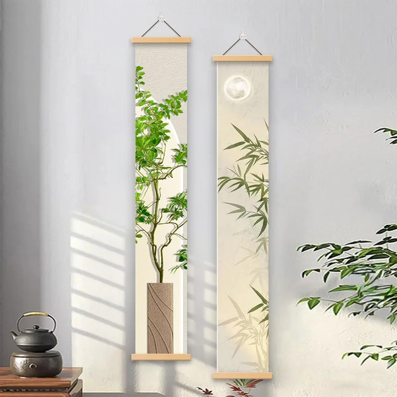Green Scandinavian Wall Decor Bamboo Swallow Birds Nature Art for Living Room Bedroom Aesthetic Room Decor Zen Yoga Studio Spa