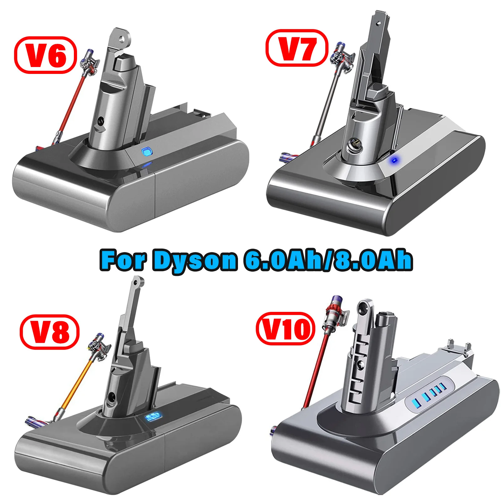 Powtree 6.0Ah/8.0Ah wymienna bateria do serii Dyson V6 V7 V8 V10 SV12 DC62 SV11 sv10 ręczny odkurzacz zapasowy bateria