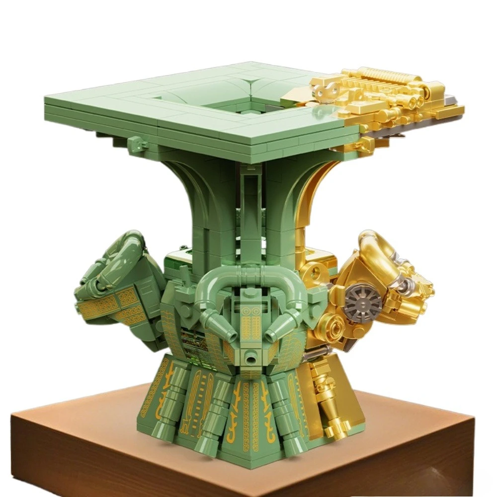 

MOC Museum Four Sheep Square Zun Bronze Ware Building Blocks Set Historical Souvenir DIY Toy For Children Birthday Holiday Gifts