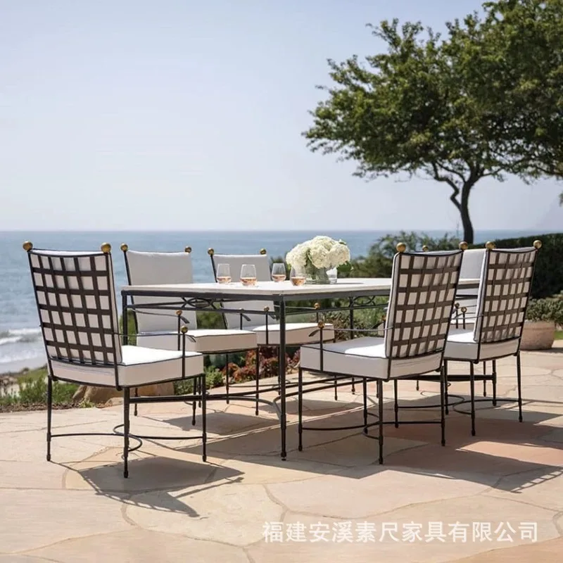 YFY European cafe long table seat milk tea shop table industrial style casual dining table dining bar open-air dining chair