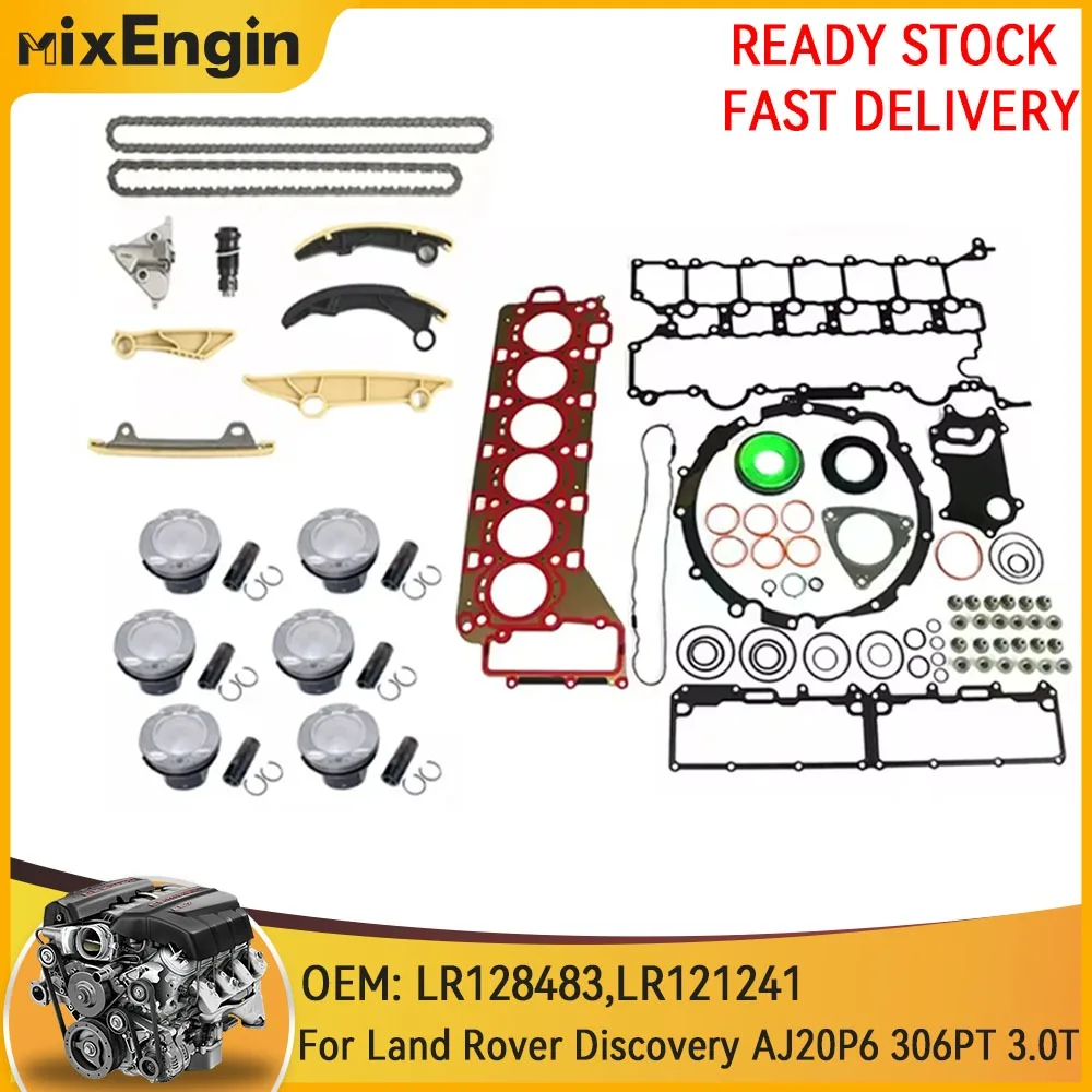 

Engine Full Gasket Set Timing Chain Kit & Piston Set Fit 3.0 T For Land Rover Range Rover Discovery AJ20P6 306PT 3.0T 4x4 19-24