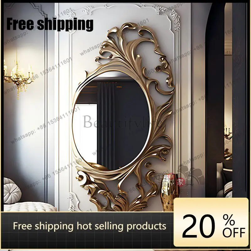 LJY European retro full-body mirror American carved porch full-length mirror household