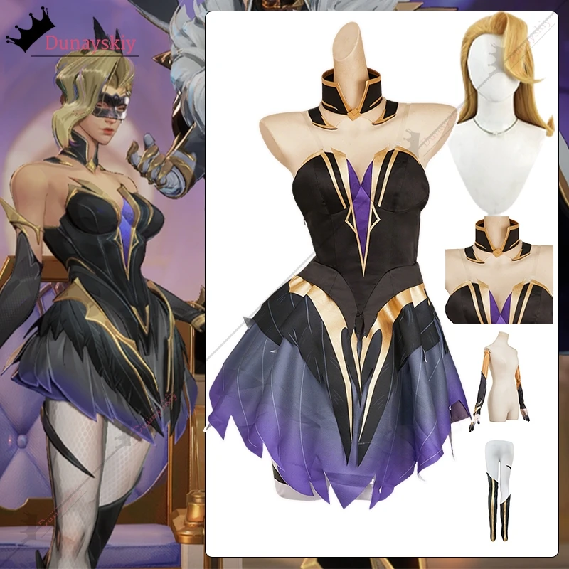 

Game Rivals Role Dagger Cosplay Dress Costume Purple Princess Lolita Women's Dresses Dagger Role-playing Girl платье Wig Suits