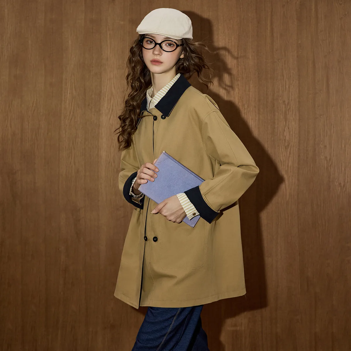 وصل حديثًا معطف واق من المطر أنيق بتصميم عتيق اللون للنساء ملابس خارجية فضفاضة وطويلة ومتعددة الاستخدامات لخريف 2025 أنيقة للتخسيس