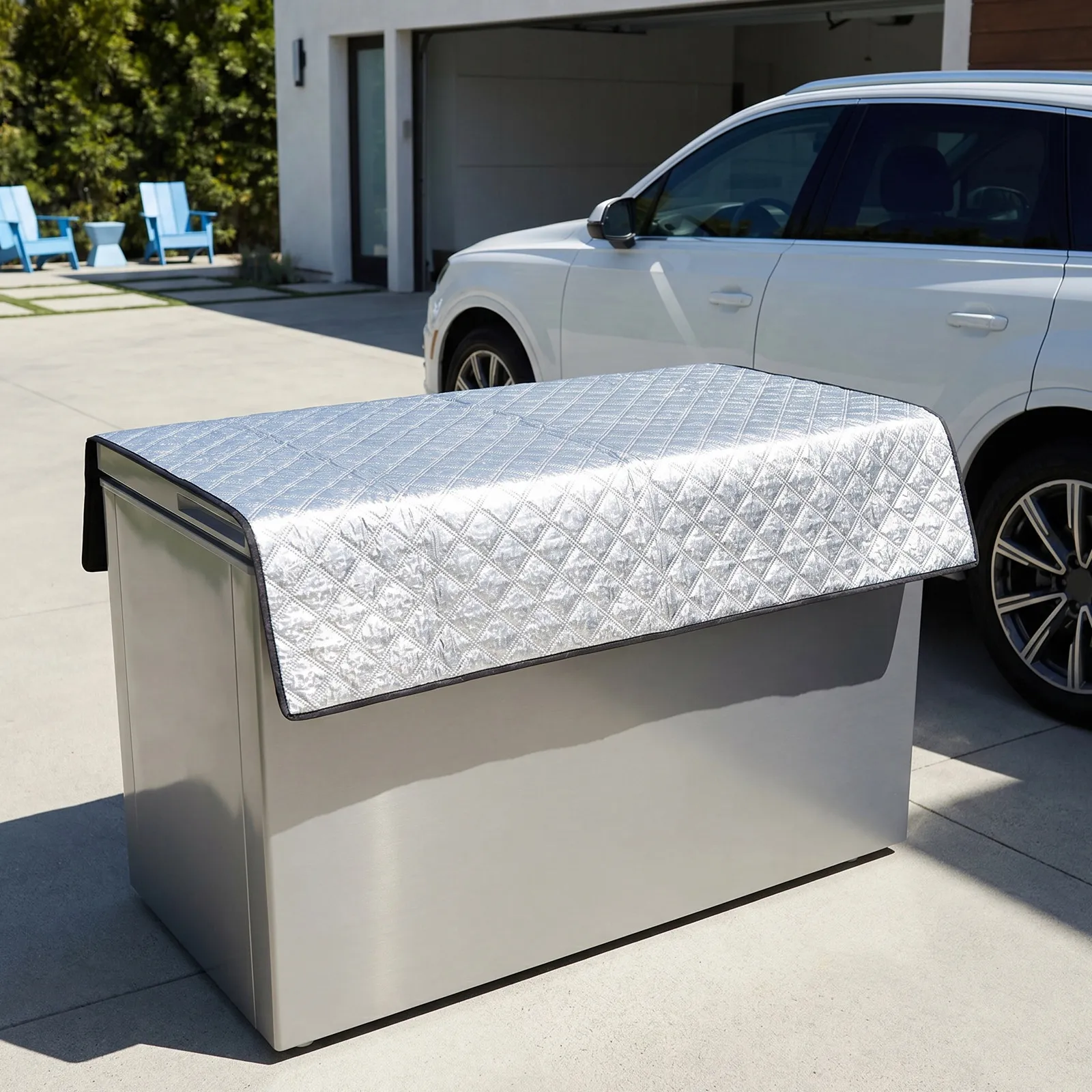Freezer Cover 150x90cm Aluminum Foil Insulated Heat Shield Outdoor Refrigerator Cover Waterproof Dustproof Cold Storage Cabinet