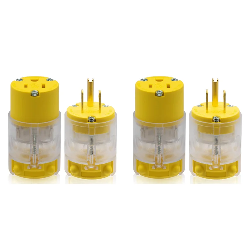 A88E-2X Set Steker dan Konektor Listrik Pisau Lurus Menyala 15 Amp 125 Volt NEMA 5-15P NEMA 5-15R Steker AS Pembumian Kawat
