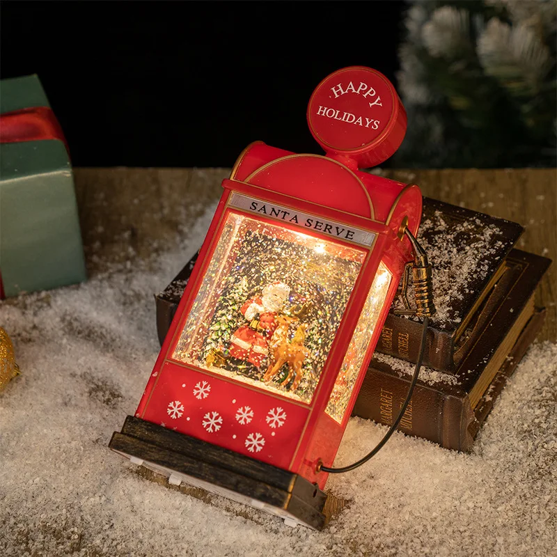 New Christmas Gifts Luminous Snow Music Box Santa Claus Wind Light Christmas Tree Decoration Ornament Night Light view 3