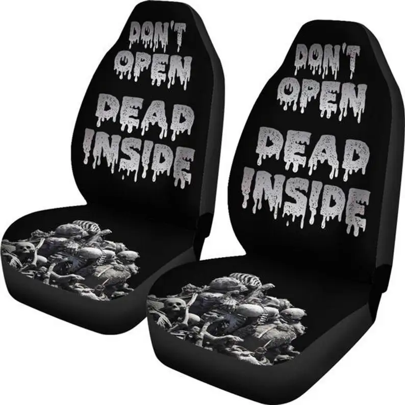 Don't Open Dead Inside, Zombies, Walking Dead, Skulls-Car Seat Covers, Car Accessories, Gift for Her, Custom Seat Covers, Custom