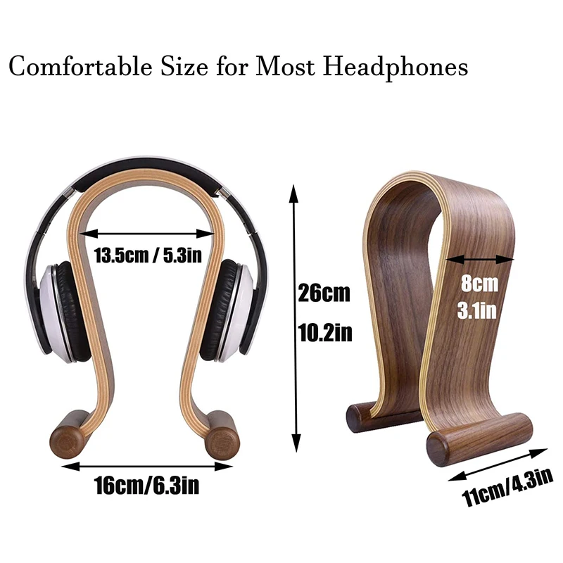 ABNRR Wooden Headset Holder,Universal Earphone Hanger Holder for Gaming Headsets & DJ Studio Headphones Desktop Headphone Rack