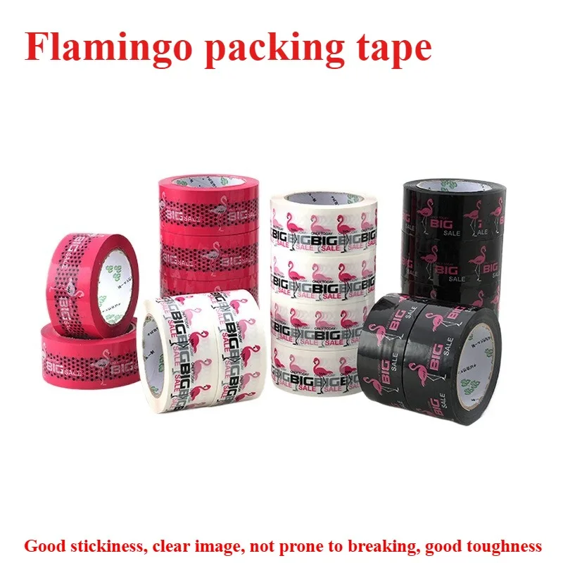 cute-personalized-flamingo-cartoon-packing-tape-waterproof-adhesive-paper-for-express-box-sealing-sticker