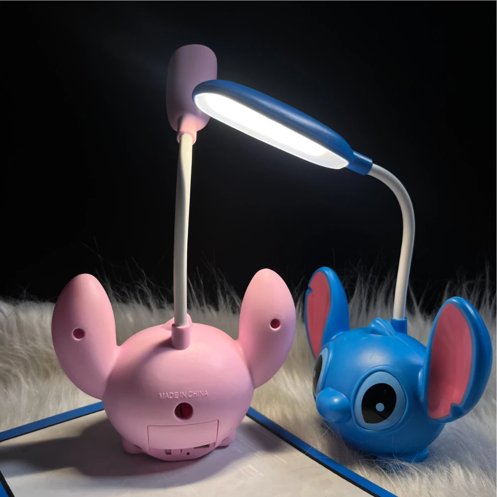 Lilo & Stitch USB-oplaadbare LED-bureaulamp met puntenslijper Cartoon oogbescherming Nachtlampje Kamerdecoratie Verjaardagscadeaus