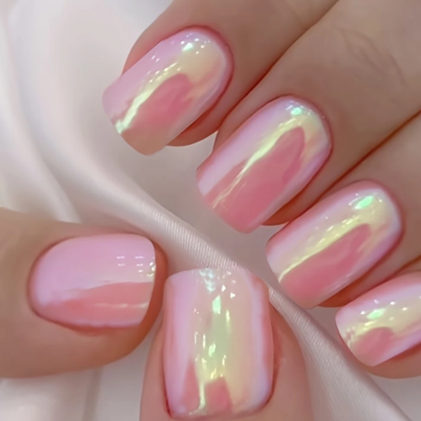 24 pçs médio quadrado rosa unhas falsas-descartável e reutilizável geléia cola1pc empurrador de cutícula, adequado para meninas e mulheres