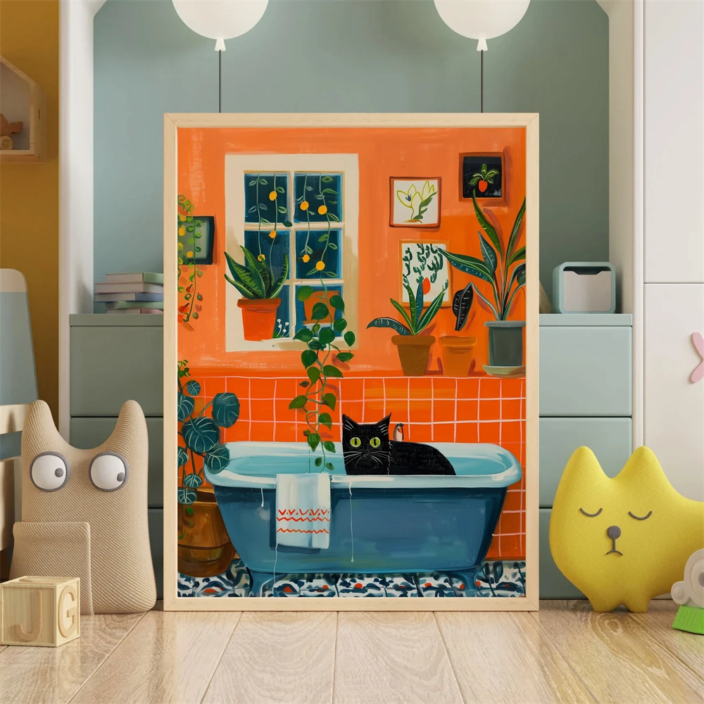 

Boho Cat Art Print Colorful Living Room Art Poster Matisse The Open Window Cat Print Canvas Painting Home Decor Poster