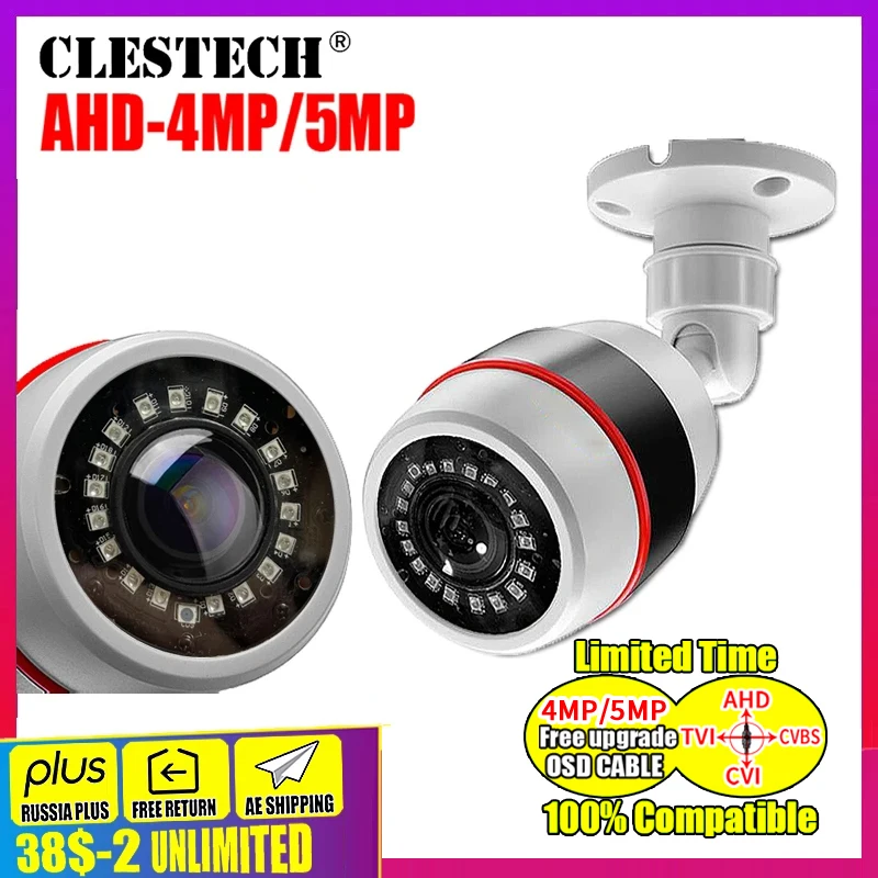 

Security 5MP 1080P Surveillance HD Fisheye CCTV AHD Camera Analog 1.7MM Wide Angle Night Vision Waterproof Outdoor Have Bullet