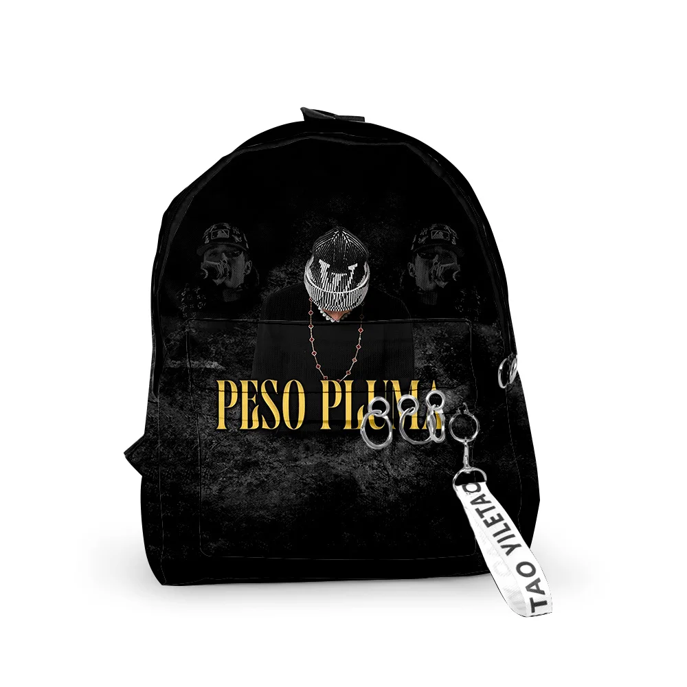 Mochila de viaje con diseño de Peso Pluma, morral escolar estilo Hip Hop, Harajuku, informal