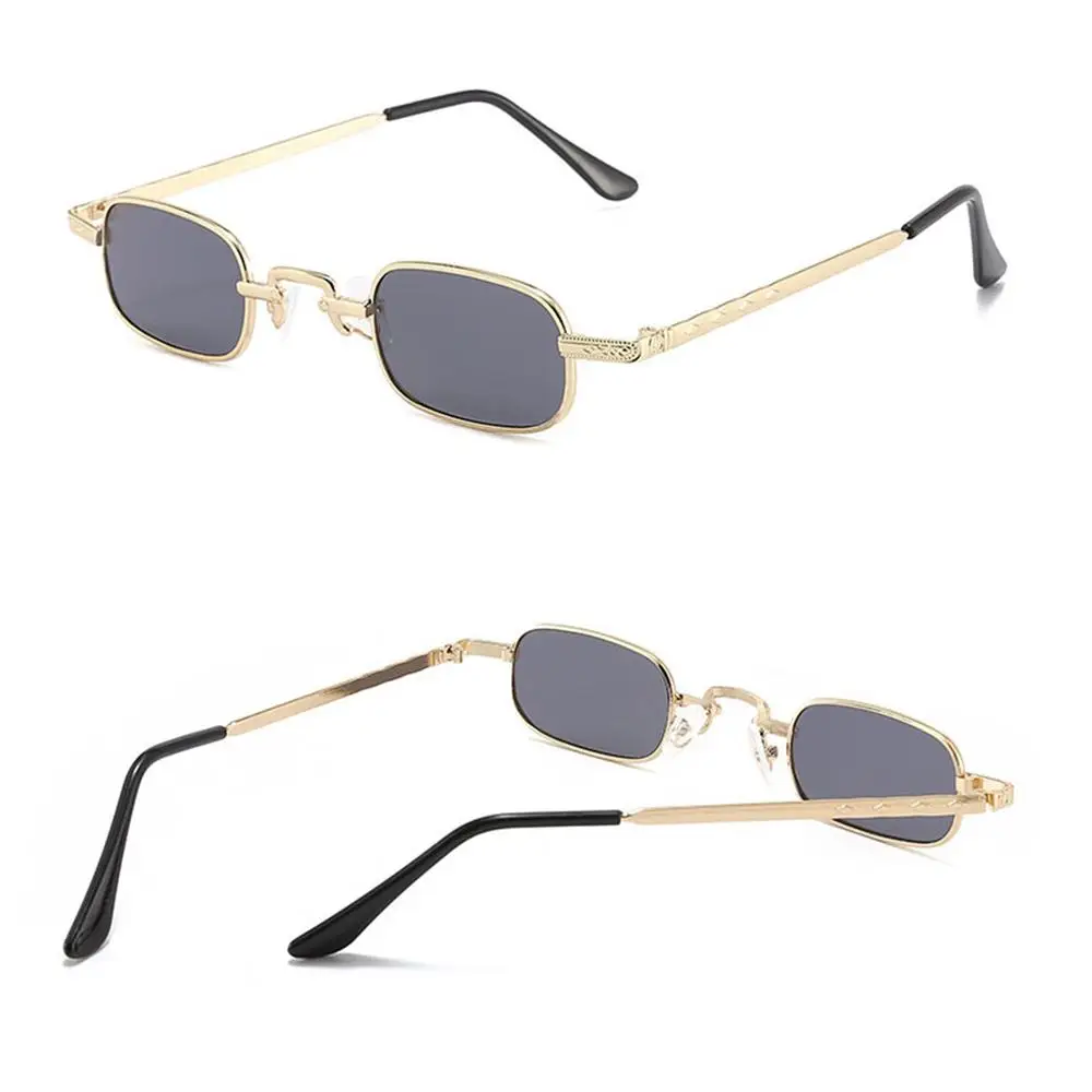 Gafas de sol retro rectangulares UV400 con montura metálica Punk Vintage - imagen 3