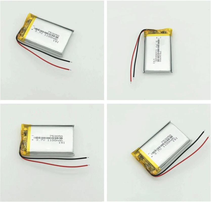 

4x 753050 1100mah 3.7V Lithium Polymer Battery For Car Recorder LED Light Power Bank Tablet PC Rechargeable Li-polymer Batteries