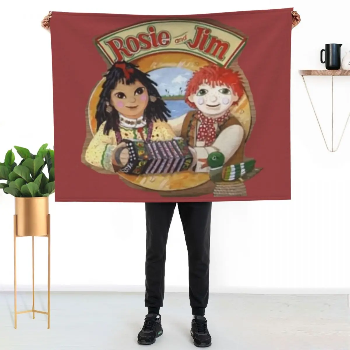 

Rosie and Jim Vintage Childrens TV Throw Blanket Cozy Light Blanket for Travel Camping Picnic