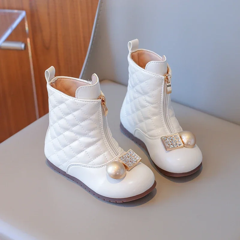 Clássico simples menina tornozelo bota retalhos brilhante botas de moda infantil elegante versátil crianças botas de couro causal antiderrapante