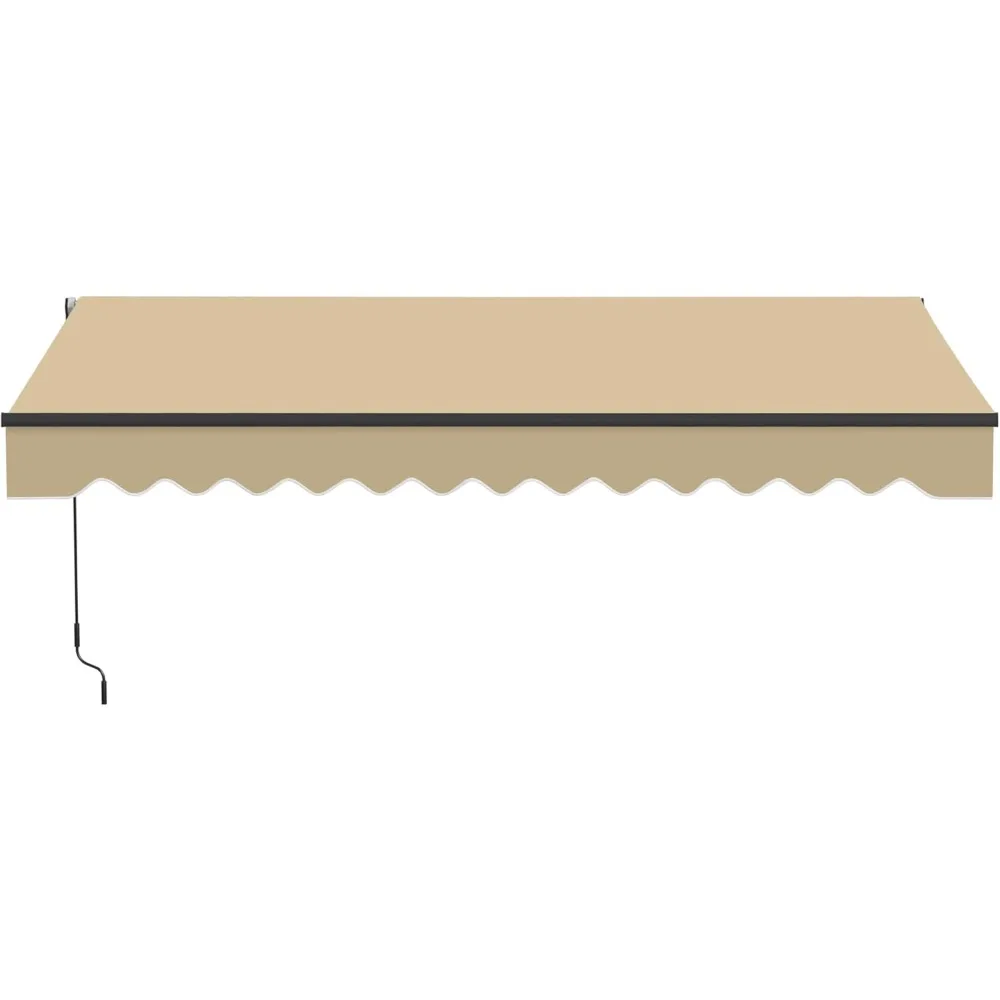 

13x10 ft Manual Retractable Patio Awning, UV-Protected Sunshade Canopy with Hand Crank and Durable Steel Frame for Deck, Porch,
