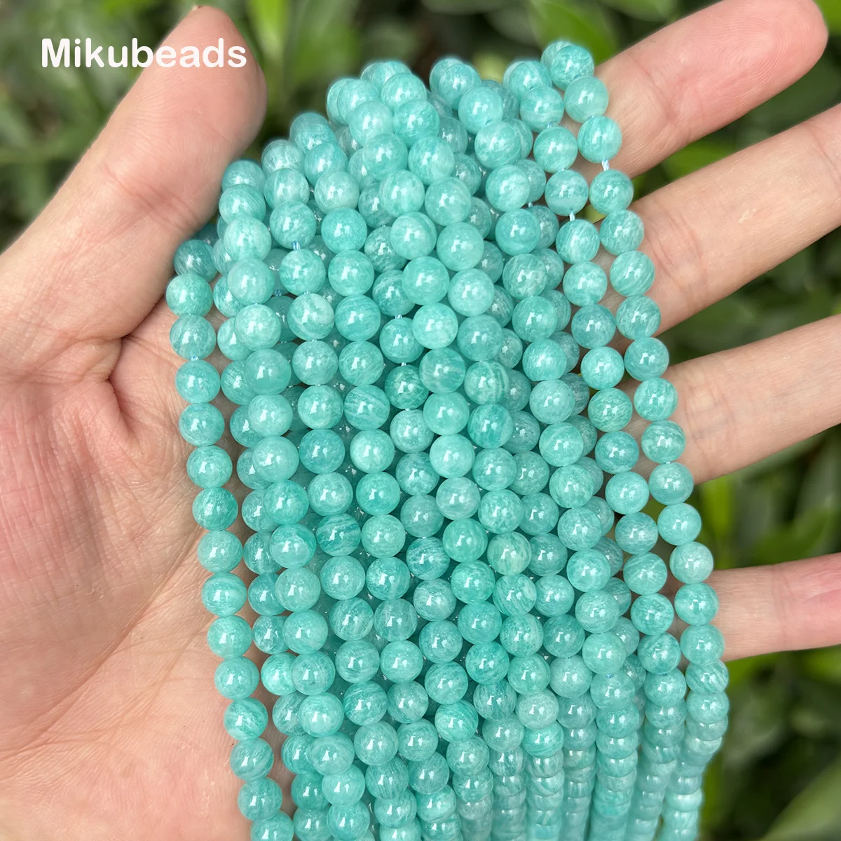 Wholesale Natural 6-6.5mm Mozambique Amazonite Smooth Round Loose Beads For Making Jewelry DIY Necklace Bracelet Mikubeads