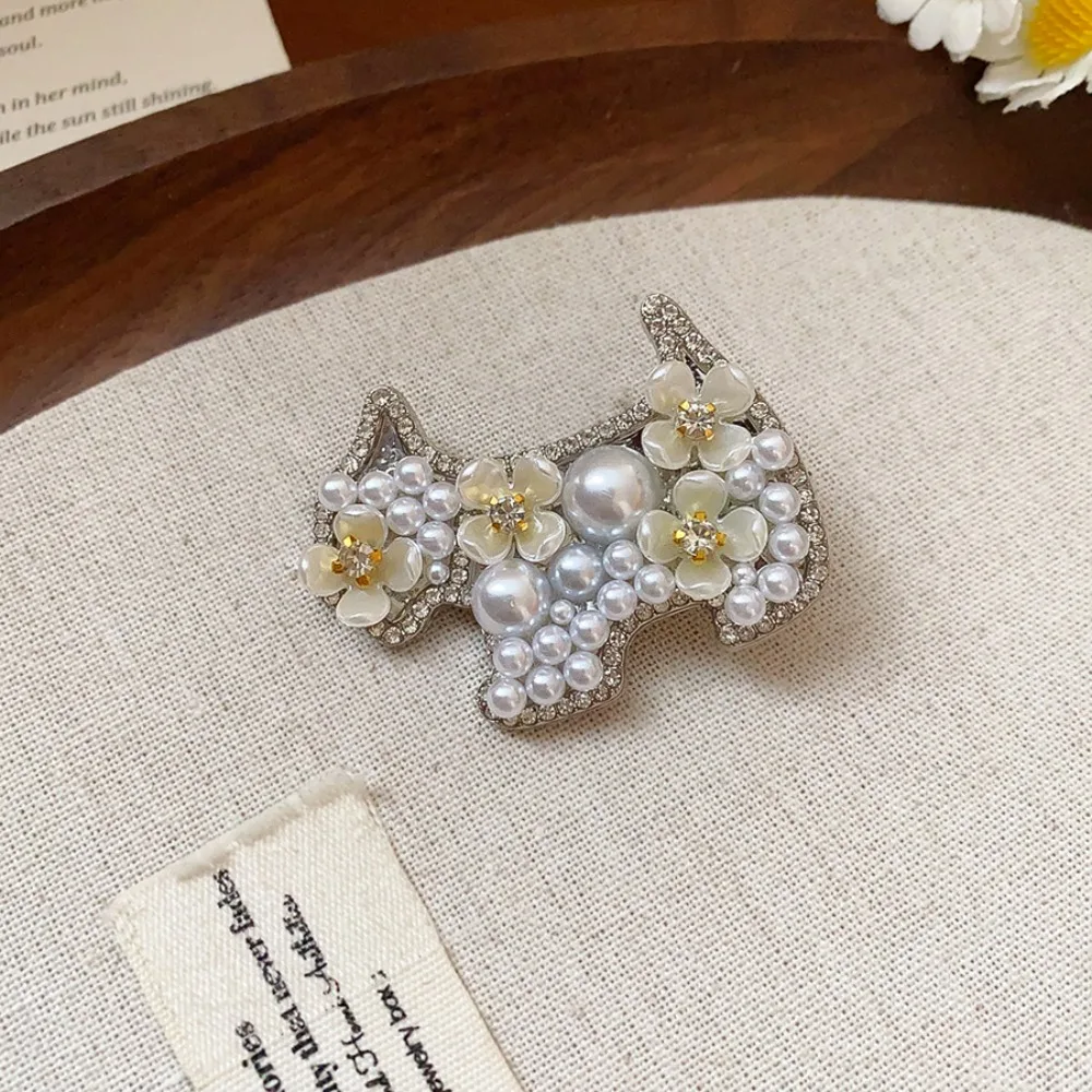 

Fashion Zircon Pearl Flower Hair Clip Cute Dog Rhinestone Hairpin Headdress Side Clip Cute Puppy Hair Clip Female