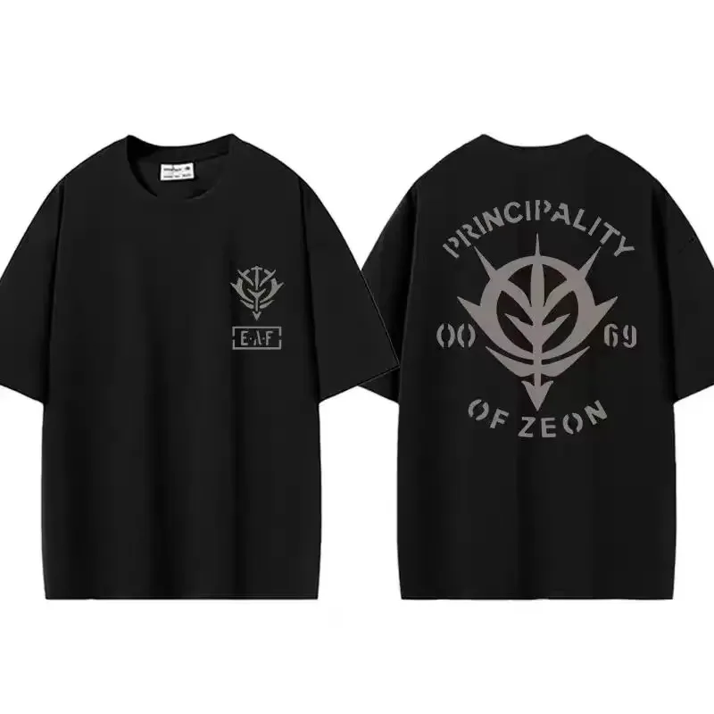 2026 Men Retro Geometric Emblem Graphic T-shirt Front and Back Print Short Sleeve Crew Neck Tee