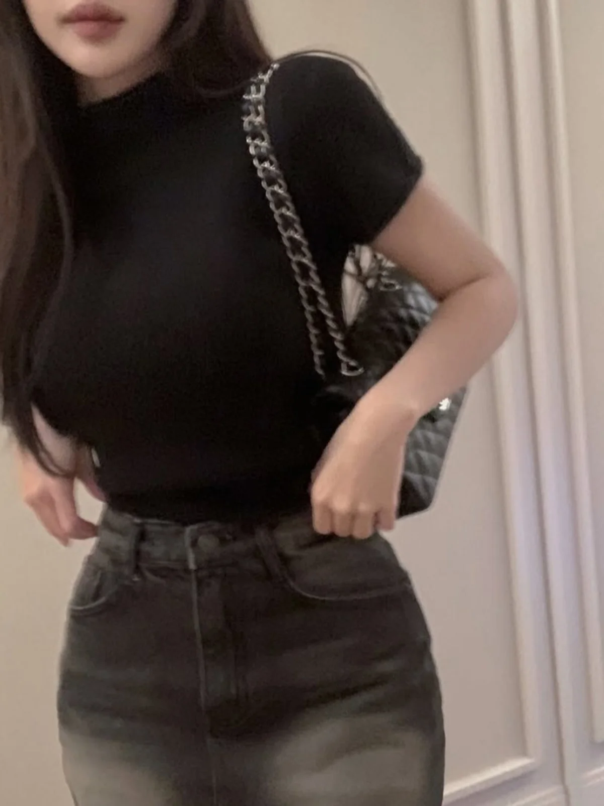 

Spring ort Sve High Ne Knitted Sweater Women's Slim Fit Base Layer irt Faionable Korean Sle Commute Wind