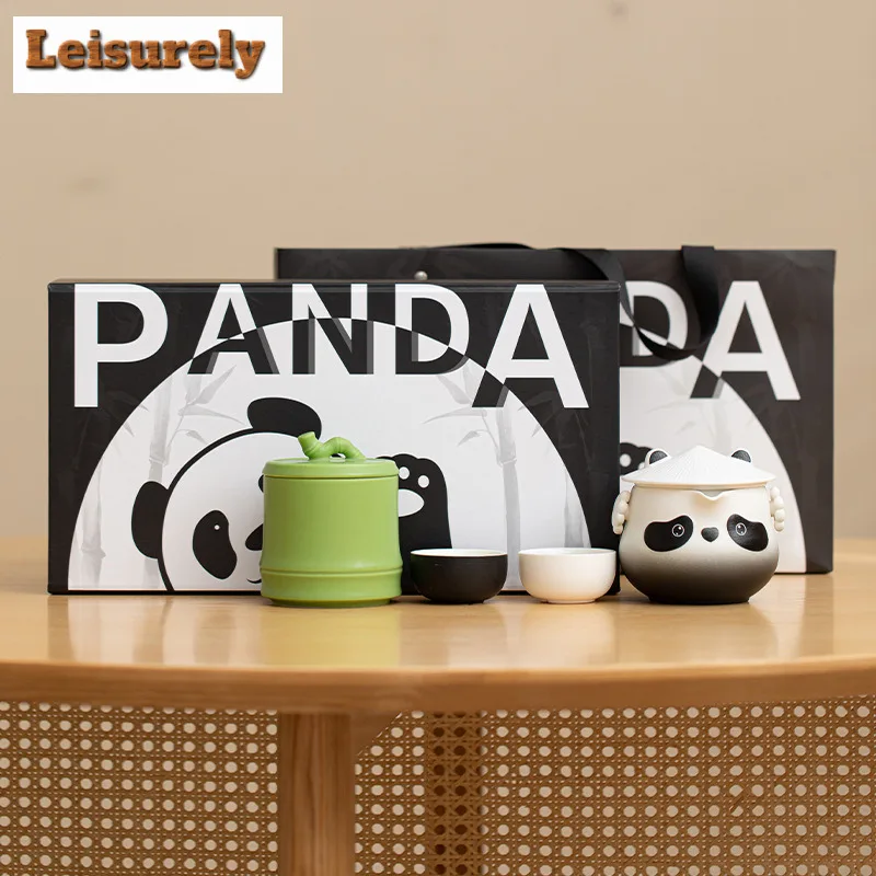 

Gradient Ramp Cute Cartoon Panda Tea Set Complete Set Boutique Tea Ceremony Set Teapot And Tea Cup Set For Tea Decoration Craft