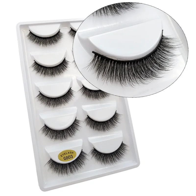 5 Pairs 3D Mink False Eyelashes H13, Soft Eyelash Extension Natural Eyelashes Makeup Lashes Wholesale G800, G806