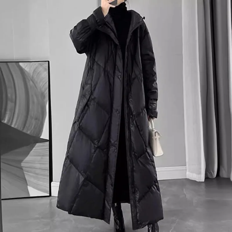 

New Women's Long Down Cotton Jacket Autumn Winter Thickened Cold Cotton Clothing Fashion Female Loose Hooded Parker Overcoat