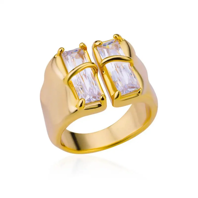 Geometric Zircon Open Ring For Women Stainless Steel Luxury Rhinestone Crystal Ring 2026 New Wedding Jewelry Anillos